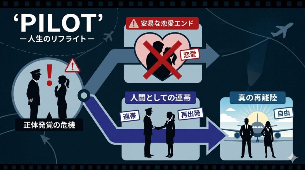 安直な恋愛関係を回避し人間としての連帯を選んだ結末と再離陸への分岐を示す図解