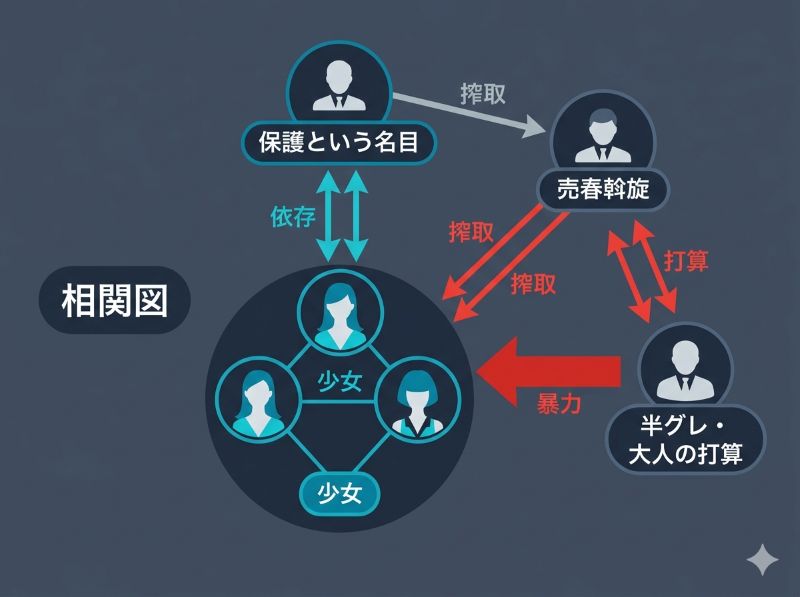 歌舞伎町トー横における大人の思惑と少女の搾取構造を視覚化した相関図
